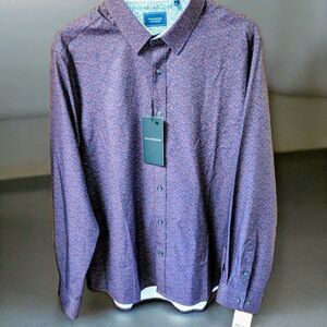 7 DIAMONDS MEN'S Traveling Light 4-way stretch long sleeve Dress Shirt Size L